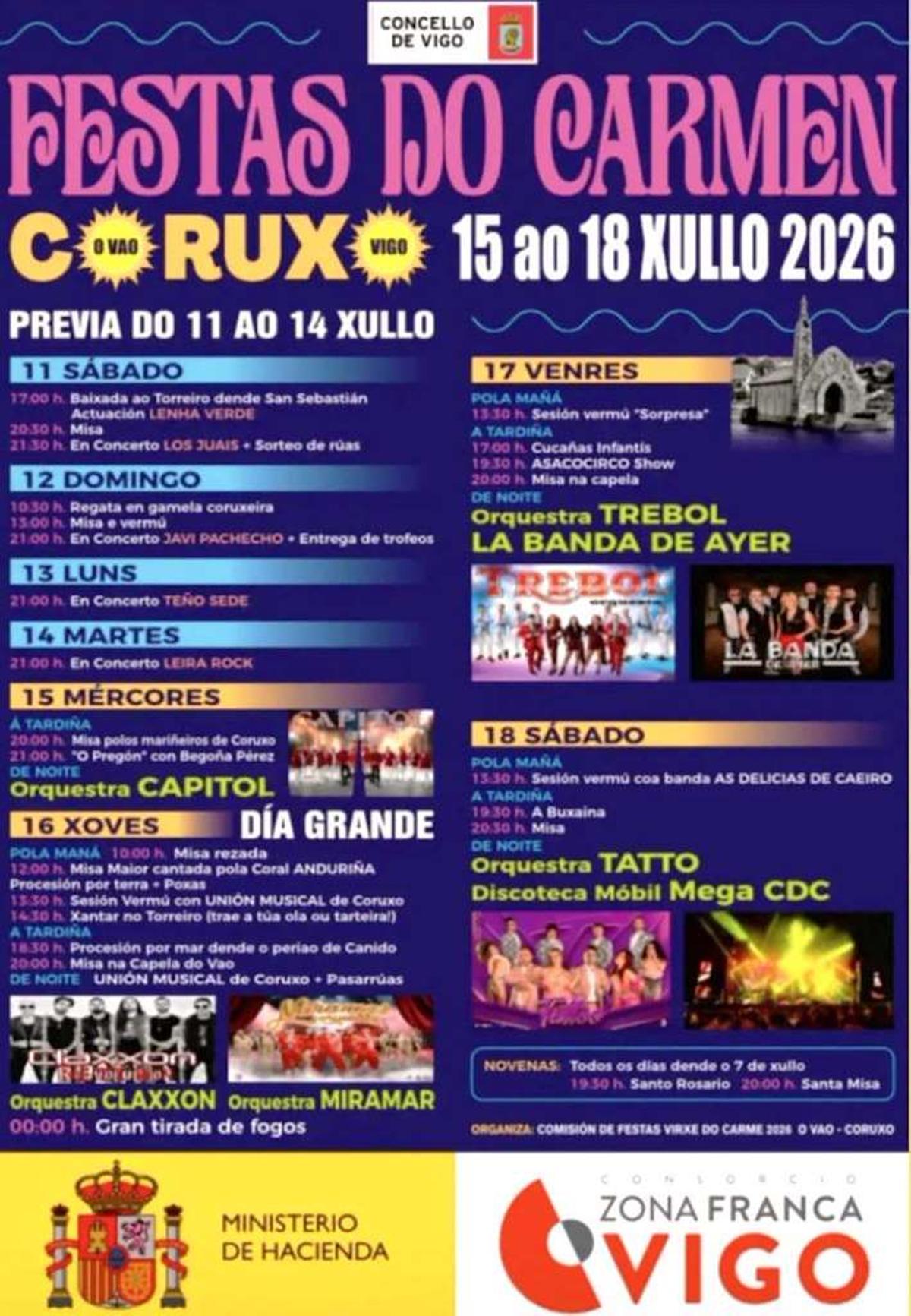 Cartel de la programación completa de las fiestas.