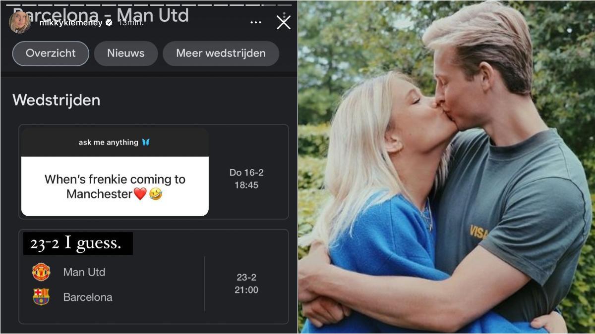 Mikky Kiemeney, la pareja de Frenkie de Jong, ha respondido en redes sociales a las dudas de un usuario que le preguntaba cuándo iría el futbolista holandés al Manchester United