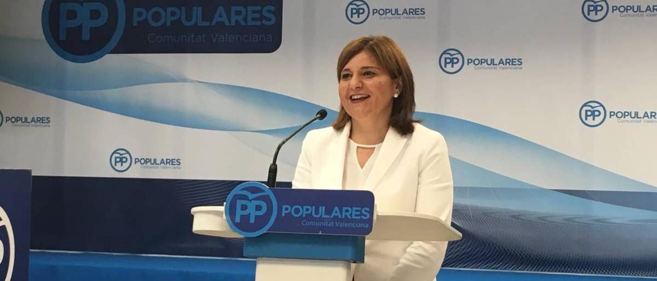 La expresidenta del PPCV, Isabel Bonig, en una intervención en la sede del partido, en una imagen de archivo.