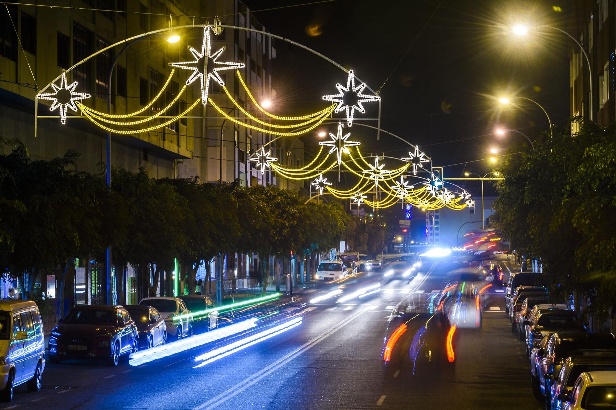 Alumbrado navideño en la zona comercial de San Gregorio, en Telde