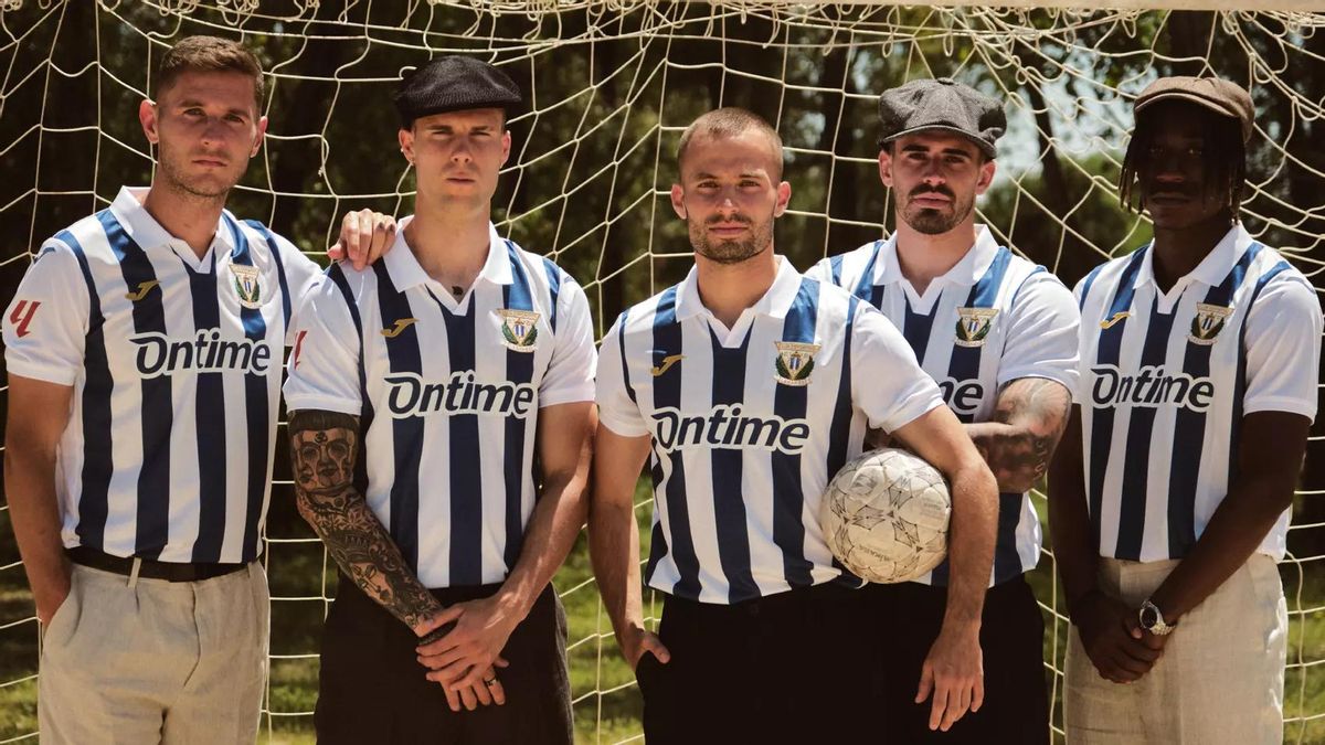 El Leganés presenta su primera equipación de la mano de Jorge Sáenz, Miguel de la Fuente, Diego García, Enric Franquesa y Yan Diomande.