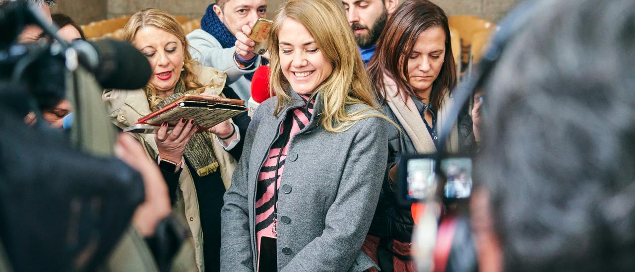 Sylvia Córdoba, abogada, esta mañana tras la vista en la Audiencia de Cáceres.