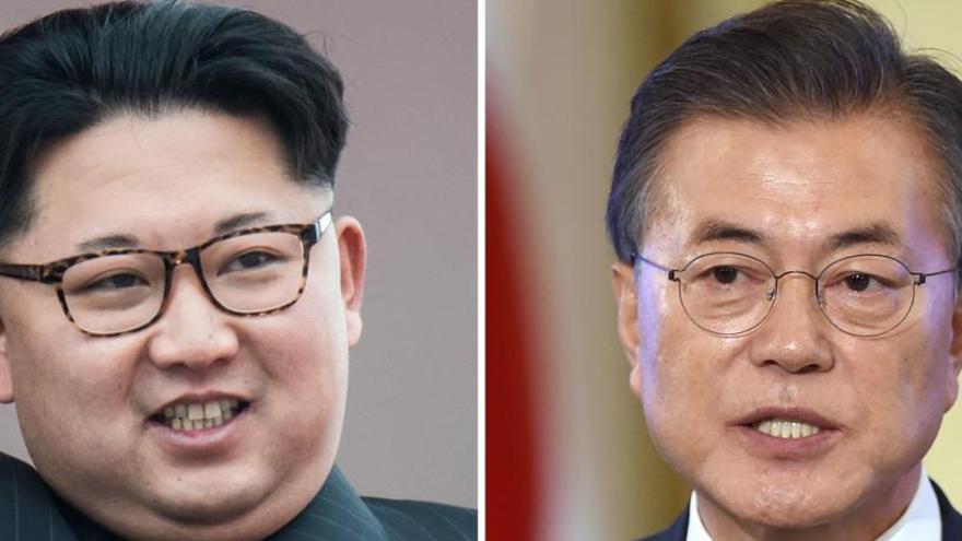 Kim Jong-un y Moon Jae-in.