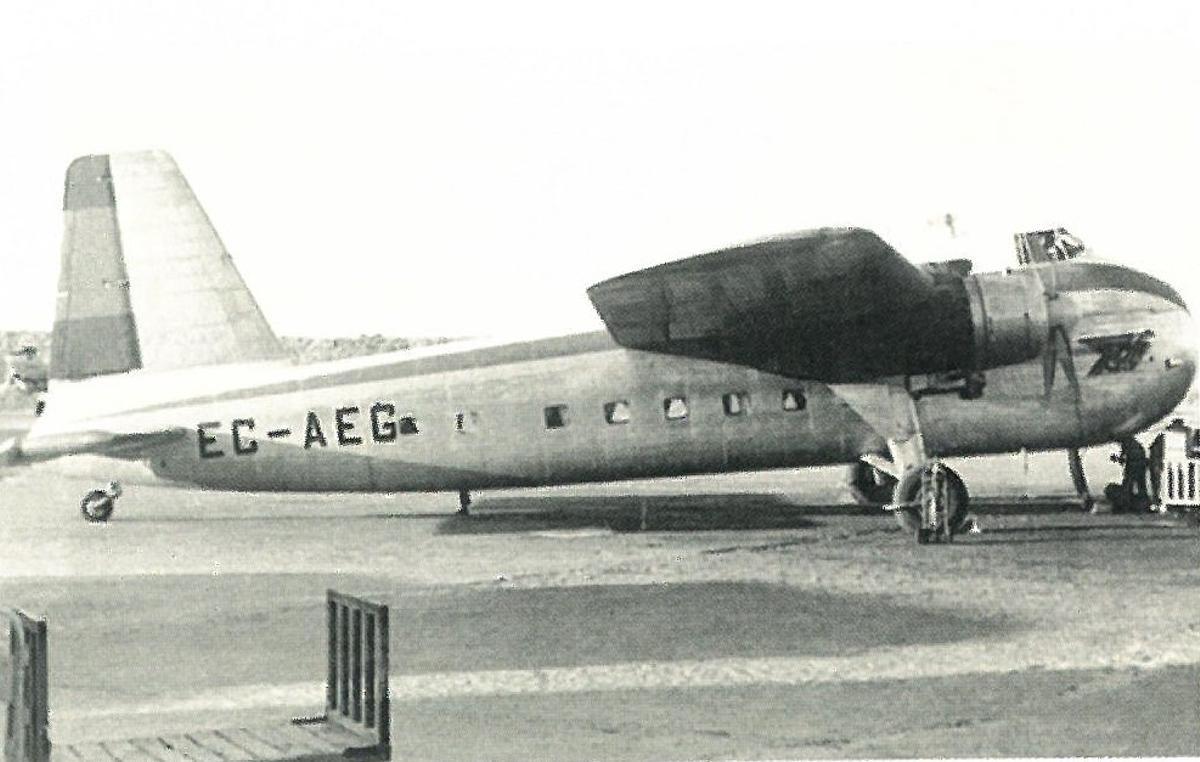 Avión Bristol 170 de Aviaco como el que se utilizó para el servicio aéreo bautizado como &quot;El Transiberiano&quot;