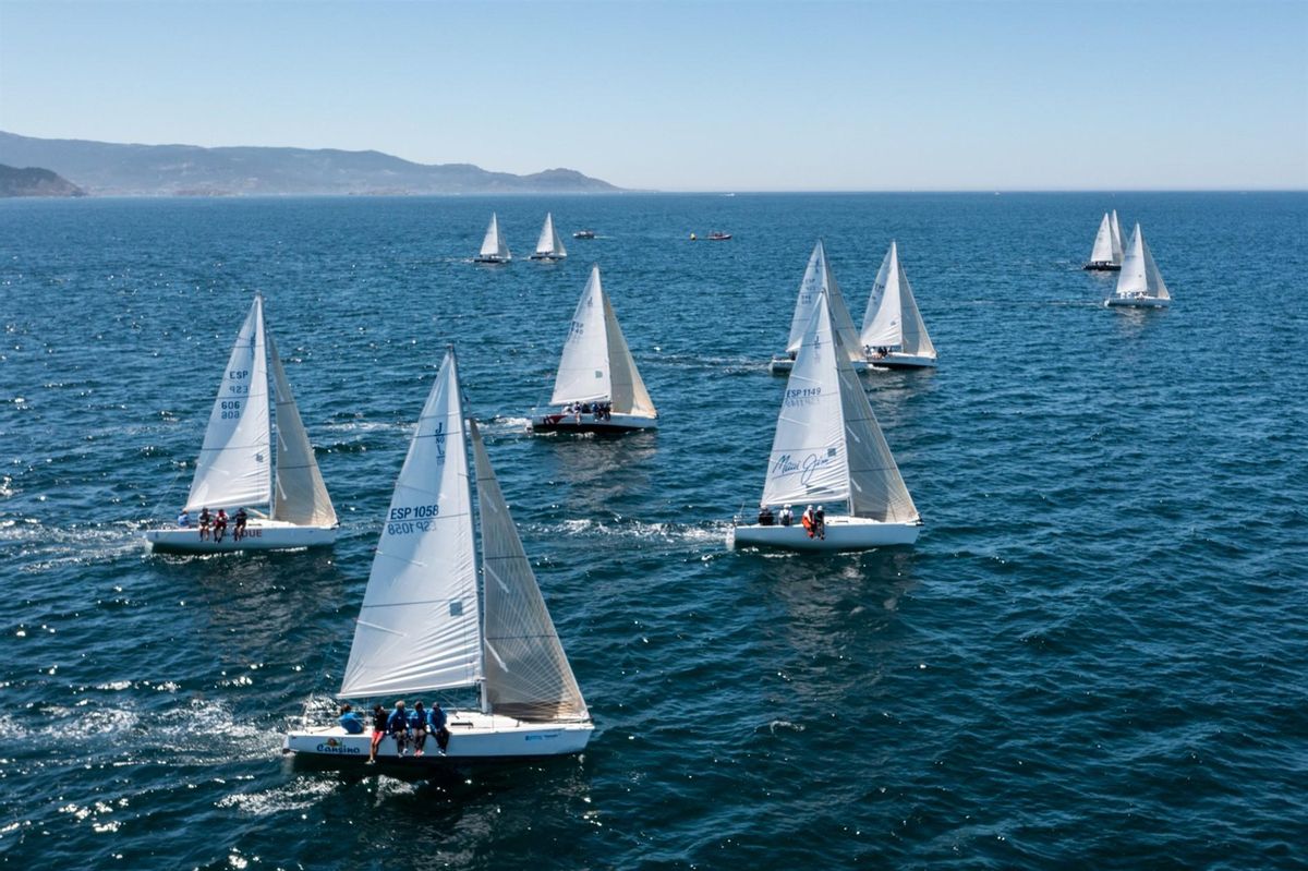 La flota de J80, en regata.