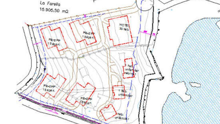 Un plànol del projecte previst a la pineda de la Farella de Llançà