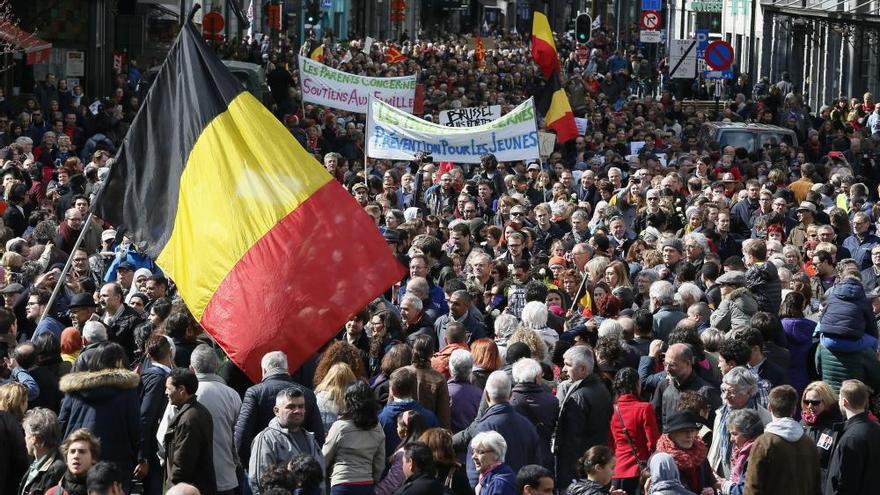 Marcha en Bruselas contra el terrorismo tras los atentados del 22-M