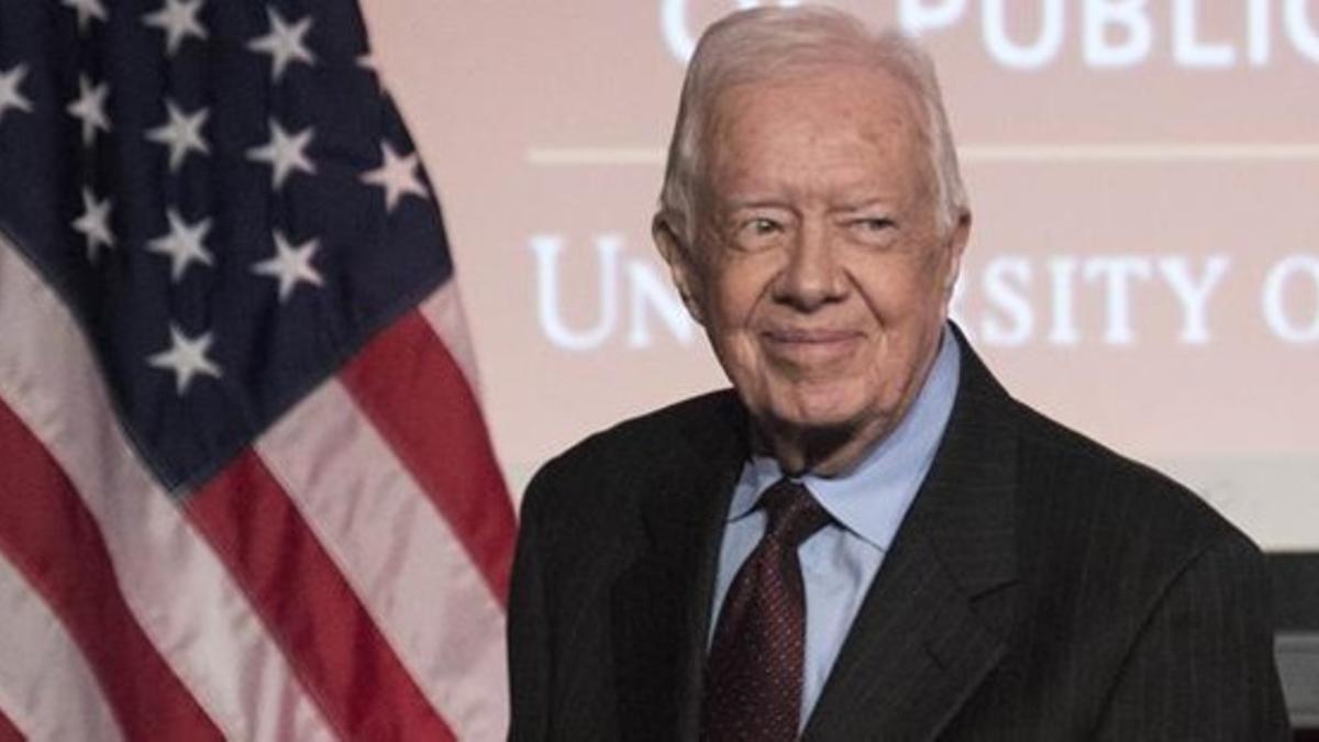 El expresidente de EEUU, Jimmy Carter, en un acto en Washington, este lunes.