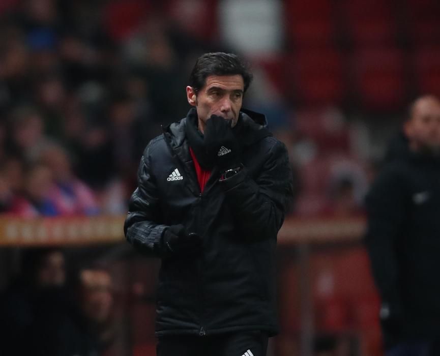 Los gestos de Marcelino en el partido Sporting - Valencia CF