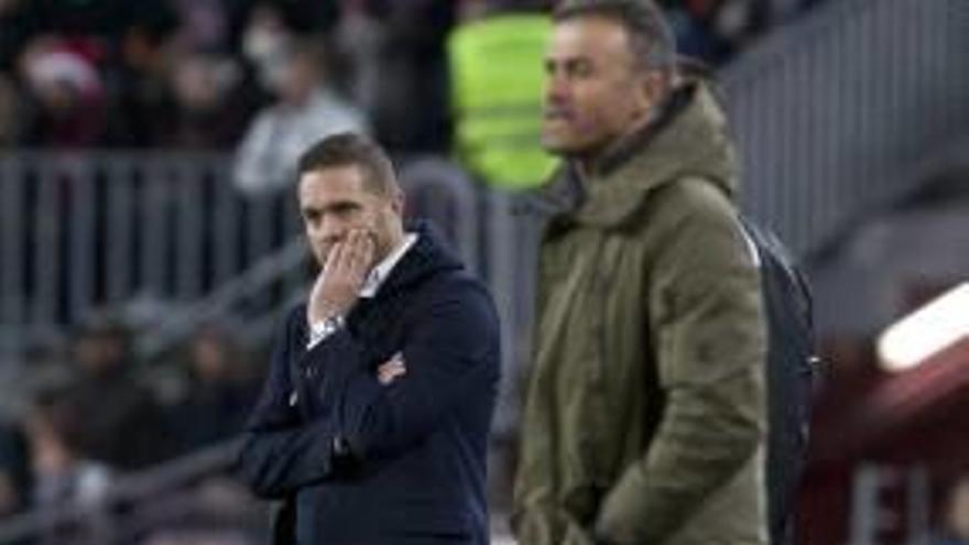 Tevenet y Luis Enrique, anoche.