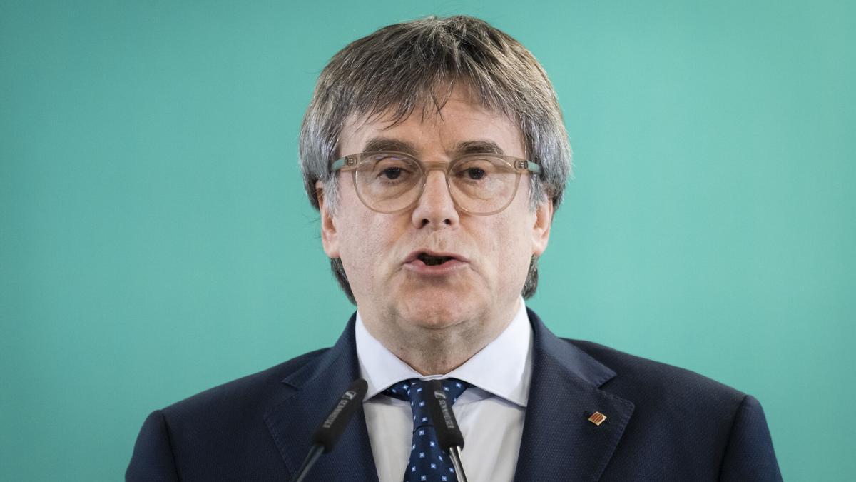 El presidente de JxCat, Carles Puigdemont, en la comparencia en Perpinyà donde anunció la ruptura con el PSOE