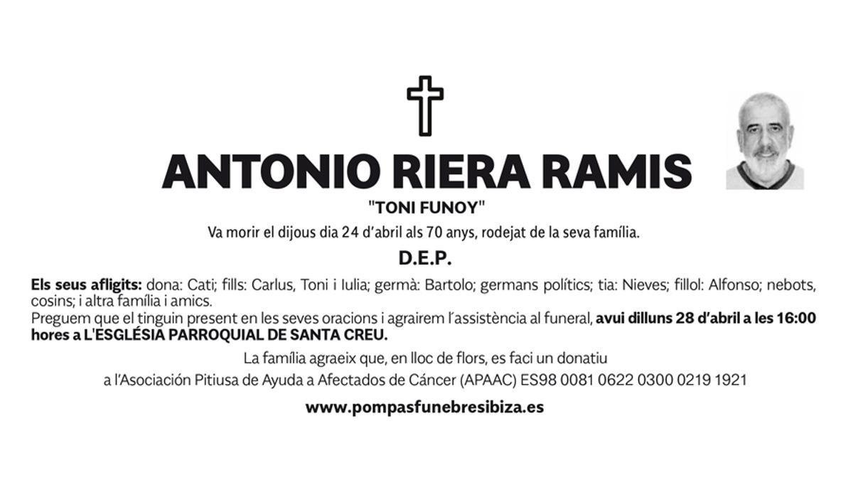 Esquela Antonio Riera Ramis
