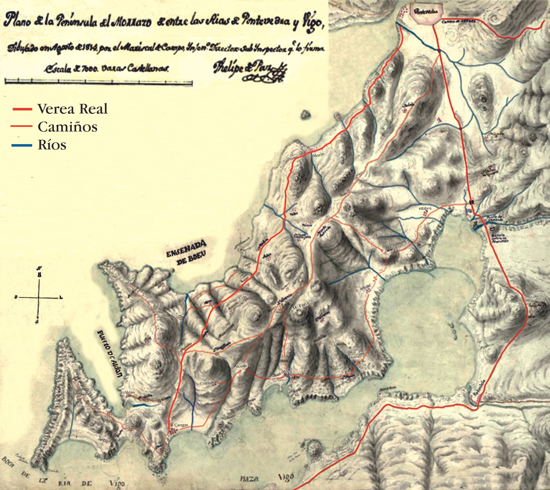 Os camiños en 1814 polo marechal Phelipe de Paz