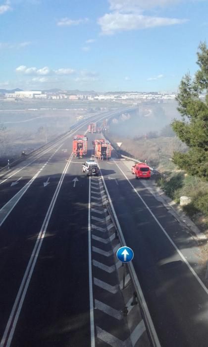 Incendio parque fluvial del Turia en Manises