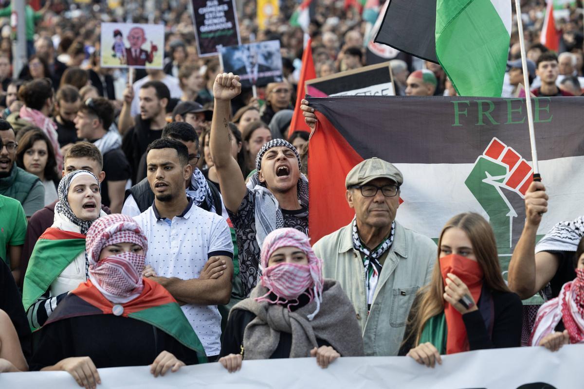 Manifestación por Palestina en Barcelona este miércoles por la tarde.