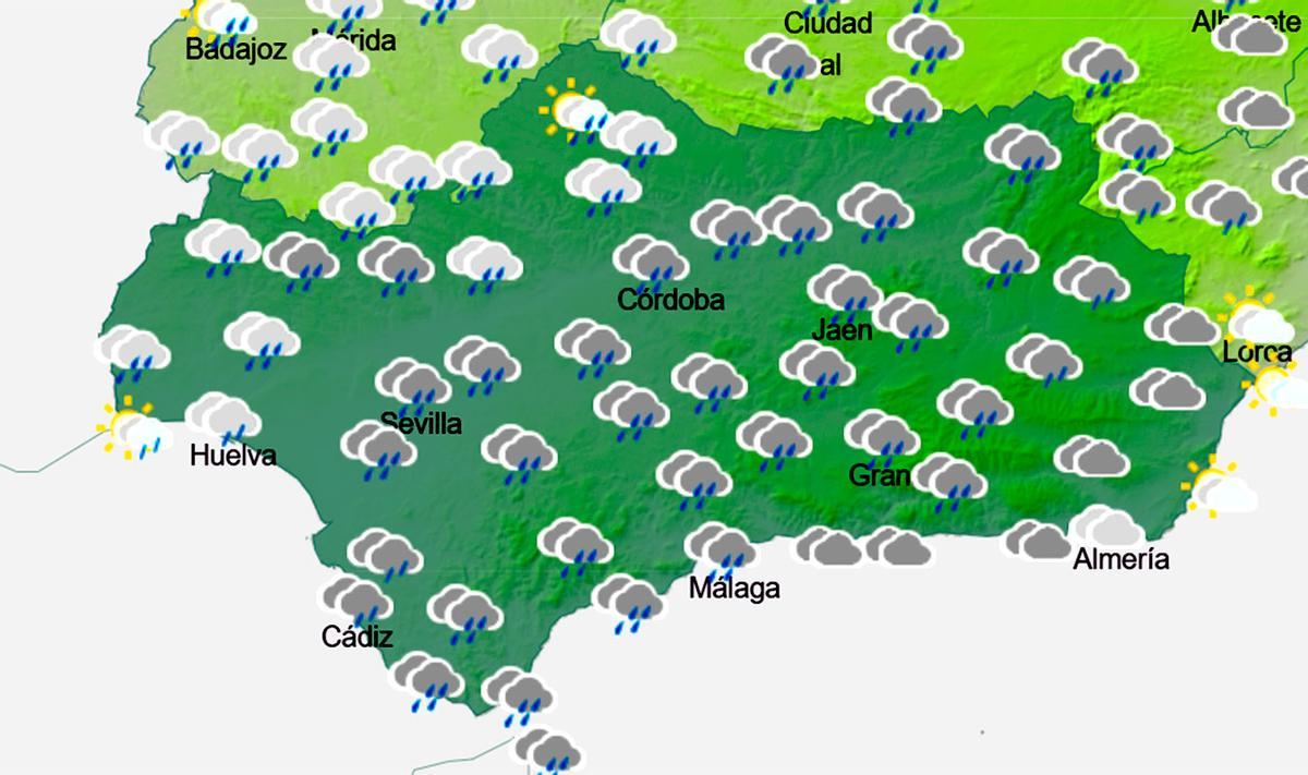 Mapa de Aemet el martes 7 de abril en Andalucía.