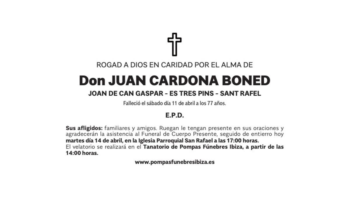 Esquela Juan Cardona Boned