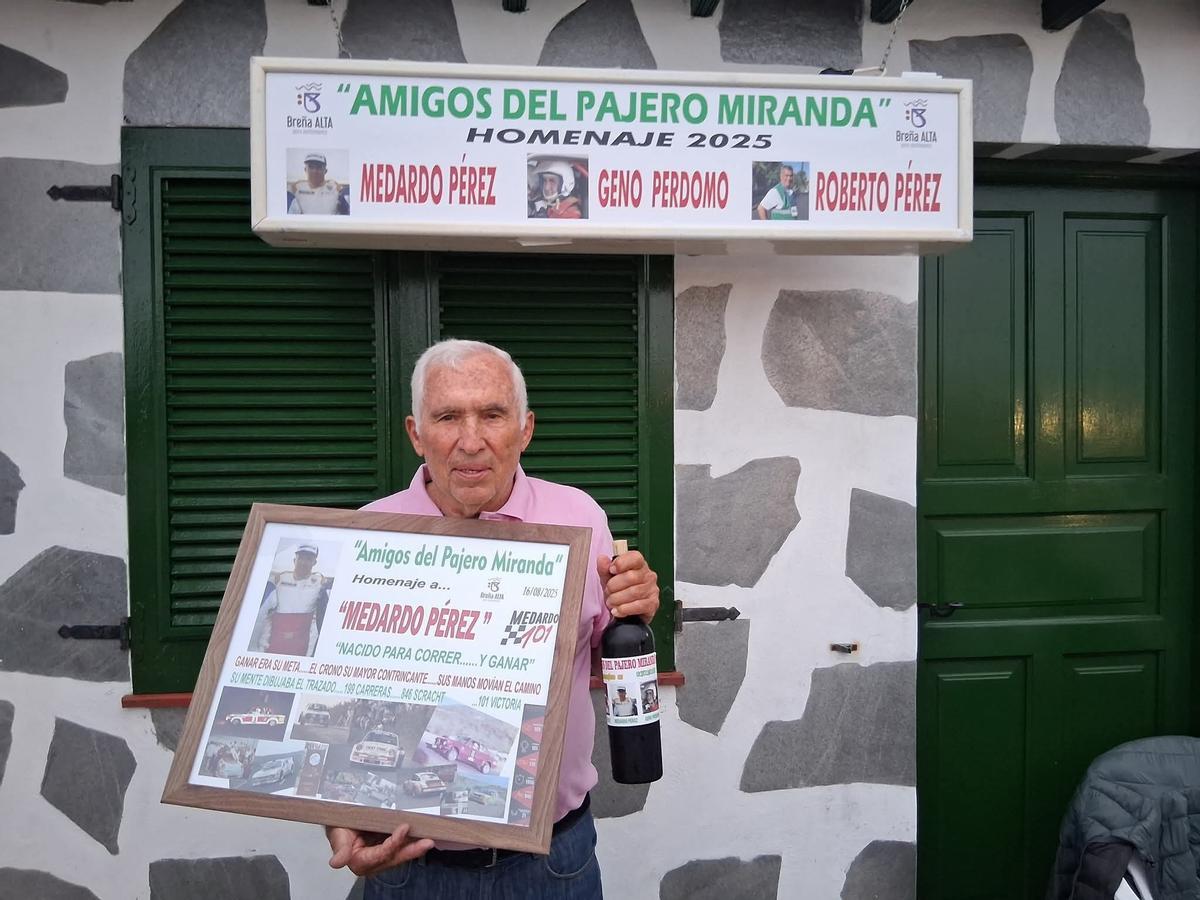 Medardo Pérez, el año pasado, durante un homenaje en Breña Baja, en La Palma, la isla donde nació y donde reside actualmente.