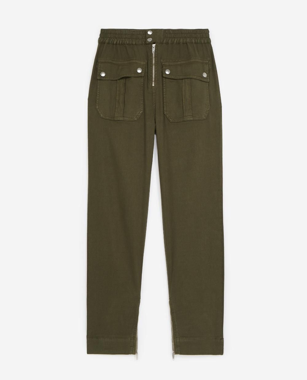 Pantalones color kaki con cremallera de The Kooples