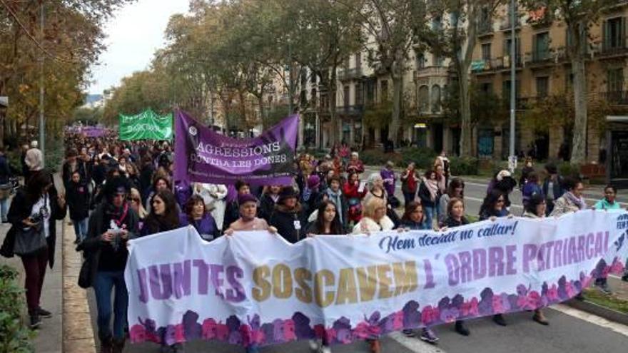 Capçalera de la manifestació d&#039;ahir a Barcelona