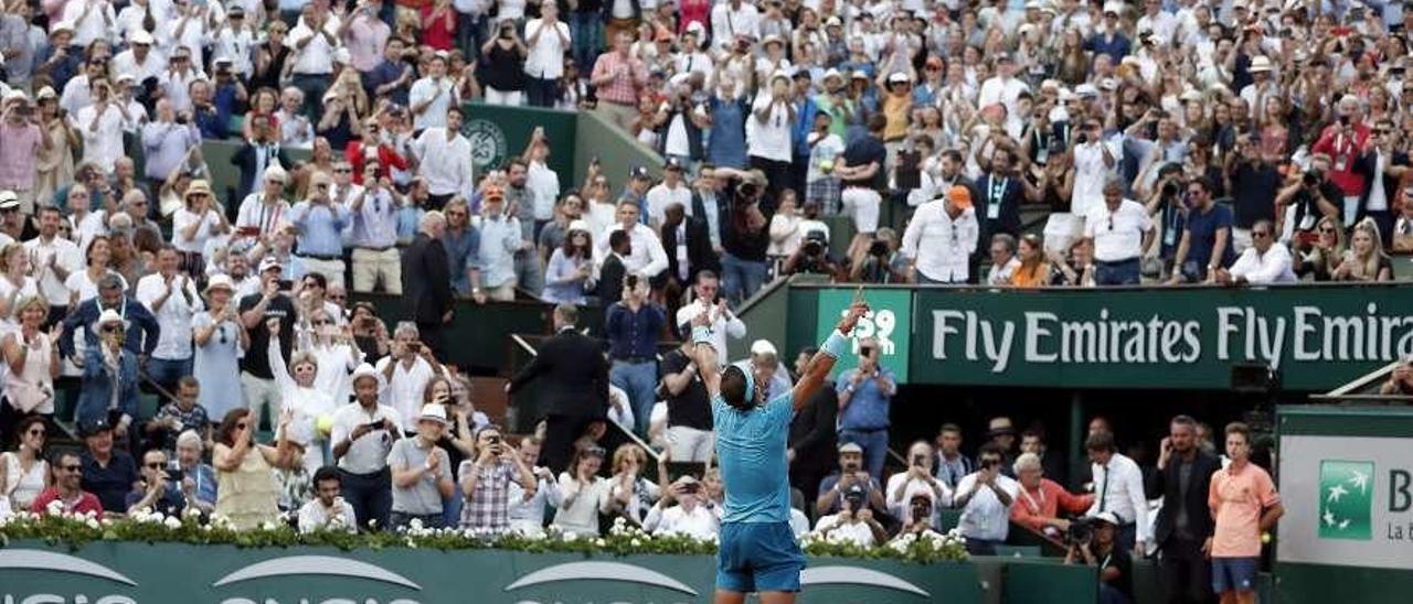 Rafa Nadal celebra su undécima victoria en Roland Garros.