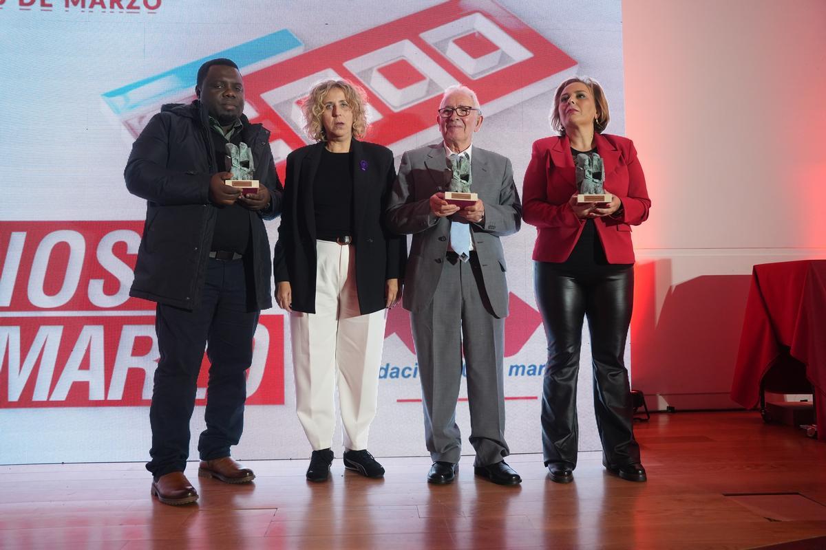 Samuel Kwesi, Amelia Pérez, Xosé Lamela e Paz Filgueira nos Premios 10 de Marzo de CCOO de Galicia