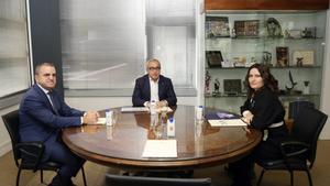 Imagen del encuentro entre Alejandro Blanco, José Manuel Franco y Laura Vilagrà