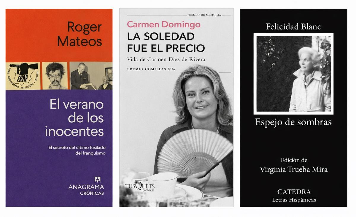 Portadas de 'El verano de los inocentes', 'La soledad fue un precio' y 'Espejo de sombras'.