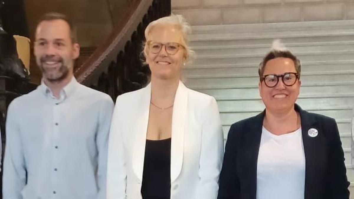 Kristin Hansen en el Ayuntamiento de Palma durante la presentación de los actos del Orgullo