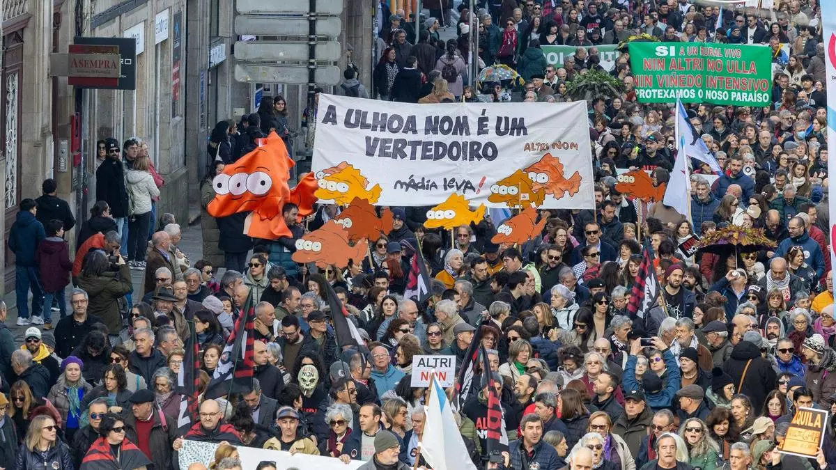 Miles de personas se movilizan en Santiago contra el proyecto de Altri