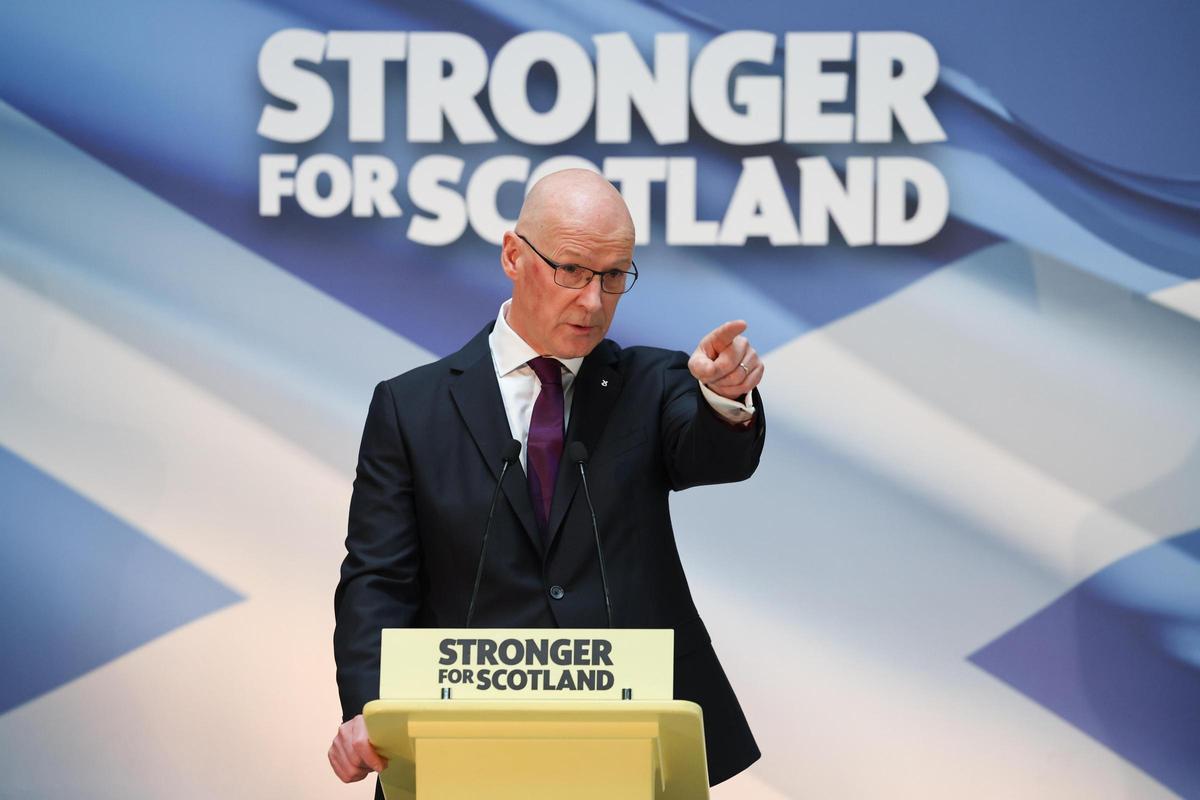 El líder del Partido Nacionalista Escocés (SNP), John Swinney, durante el discurso de aceptación como nuevo líder de la formación, el pasado 6 de mayo en Glasgow.