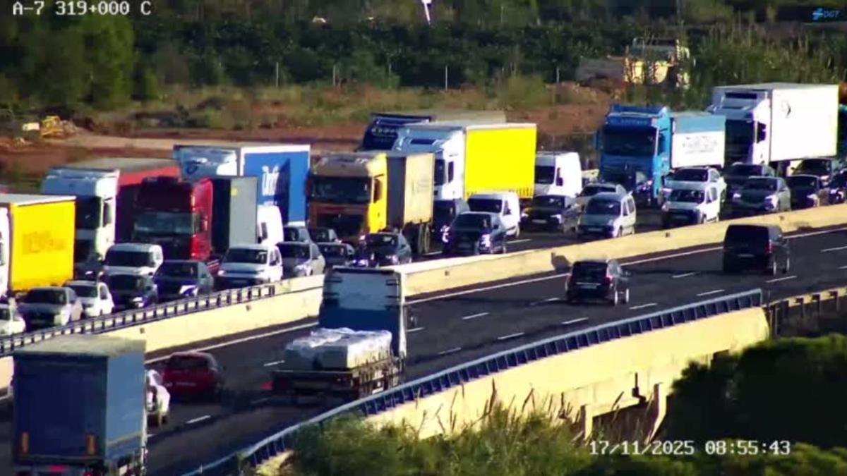 Imagen de la A-7 cerca ya de las 9.00 horas de esta mañana.