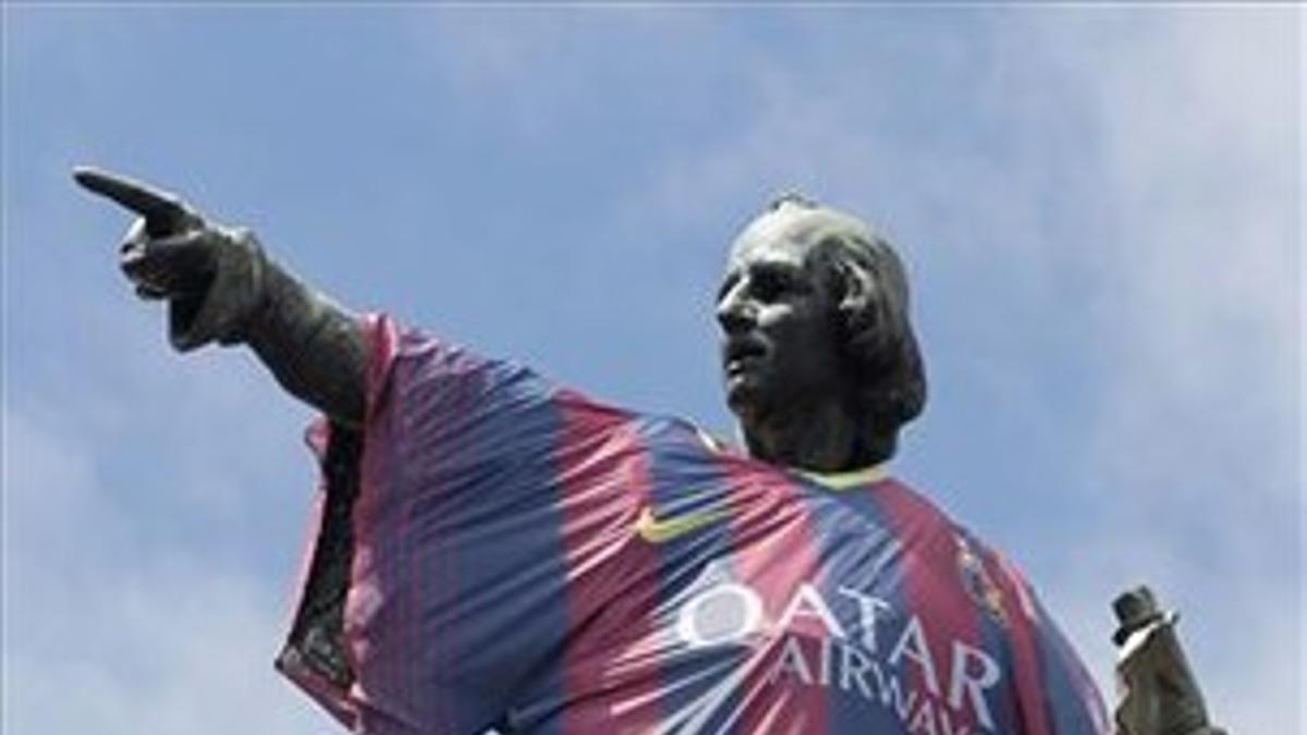 La estatua de Cristóbal Colón en Barcelona.