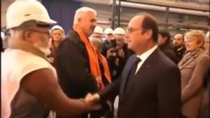 Sindicalistes de la CGT neguen la salutació a Hollande pels acomiadaments a Air France.