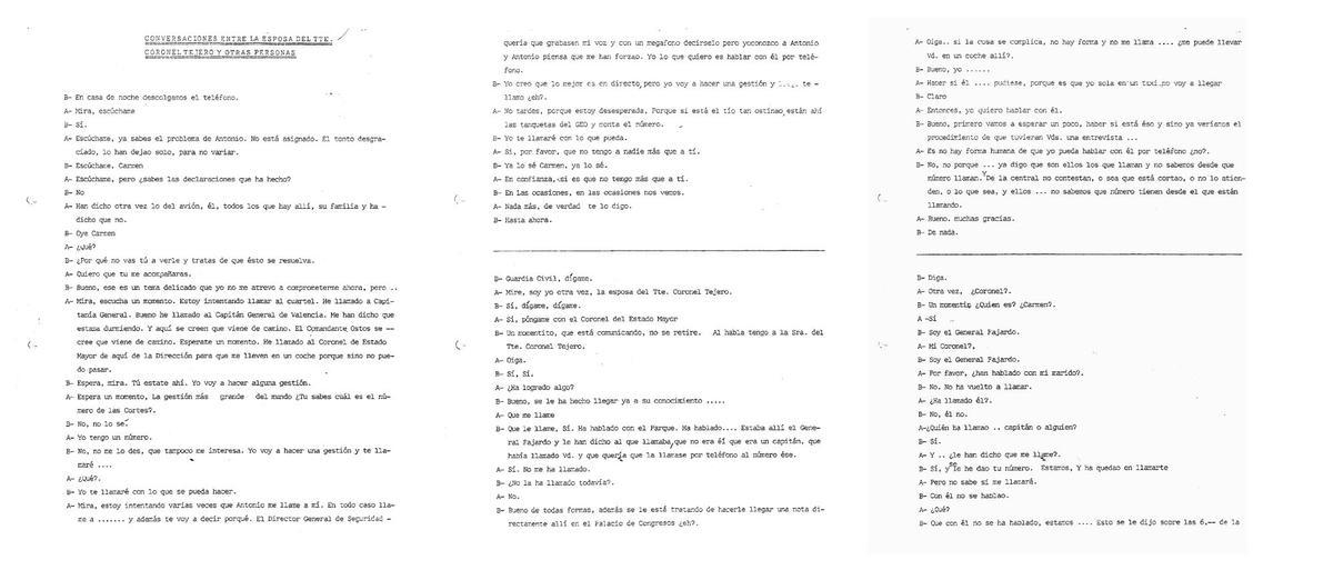 Carmen Díaz Pereira, esposa de Tejero, es una de las protagonistas de los documentos desclasificados del 23F.