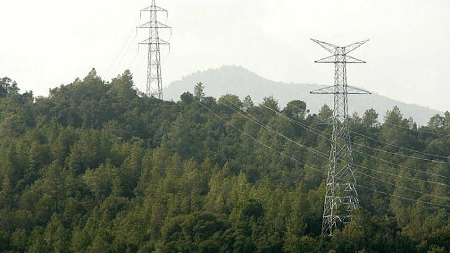 Les primeres torres de la MAT instal·lades a Vilanna (Bescanó), ara fa unes setmanes.