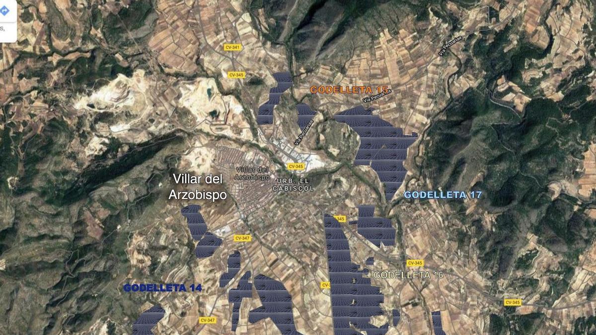 Plantas fotovoltaicas previstas en Villar del Arzobispo