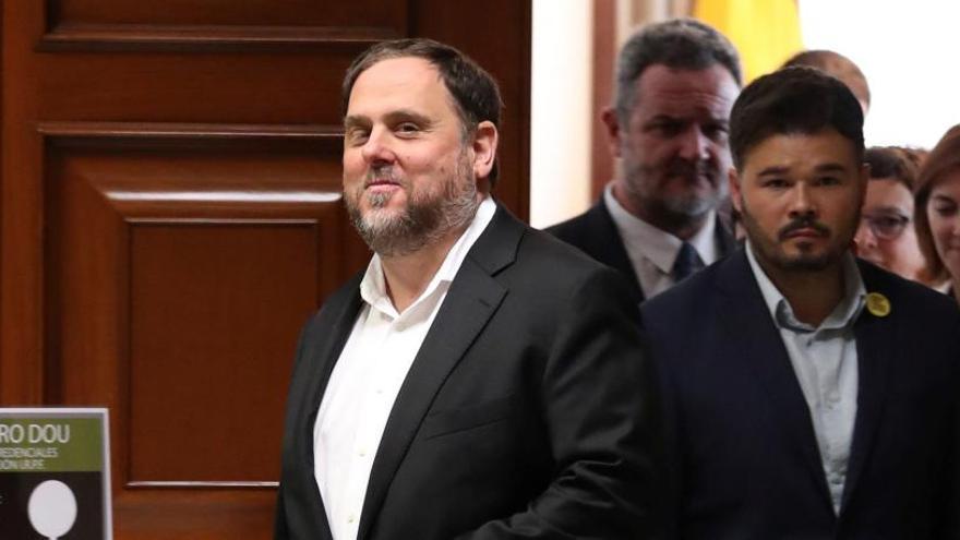 Oriol Junqueras, este lunes al recoger su acta de diputado en el Congreso