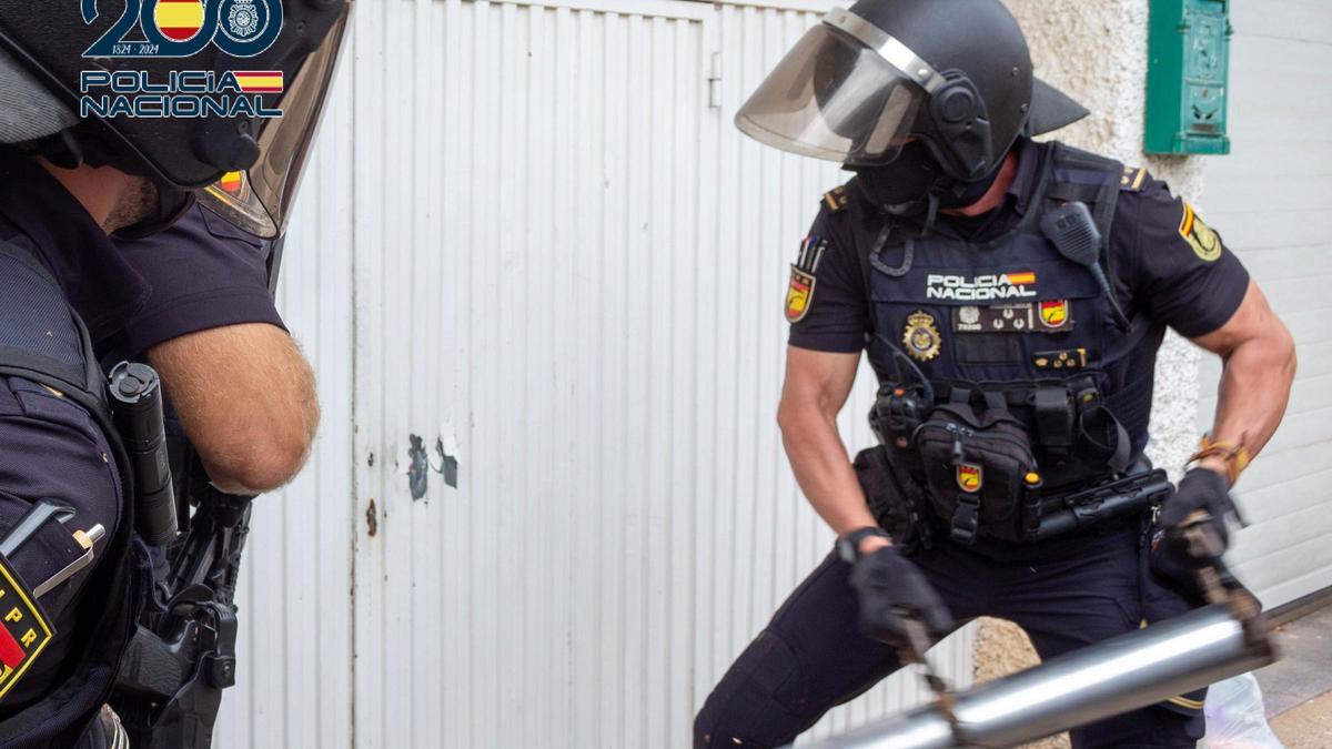 Momento de la intervención de la Policía Nacional en el chalet de Puente Tocinos donde se cultivava marihuana