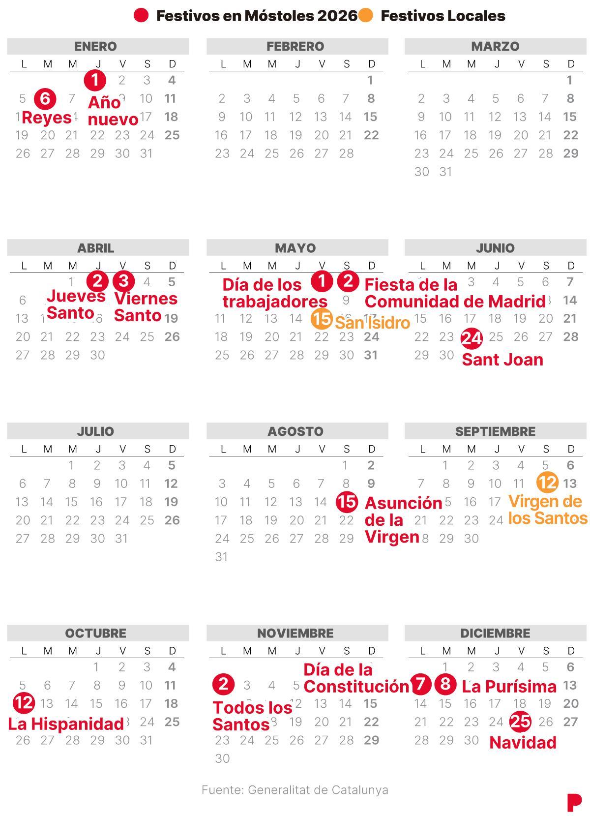 Calendario Laboral Móstoles 2026