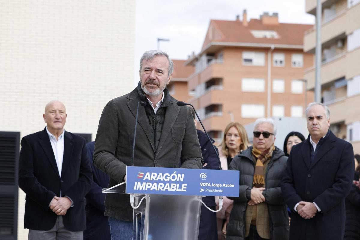 El presidente del Gobierno de Aragón, Jorge Azcón, este domingo por la mañana en Calatayud.