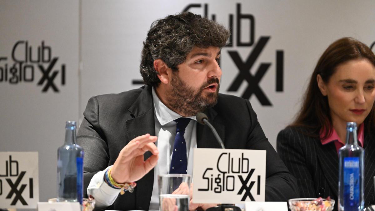 Fernando López Miras intervino este martes en un coloquio organizado por Club Siglo XXI.