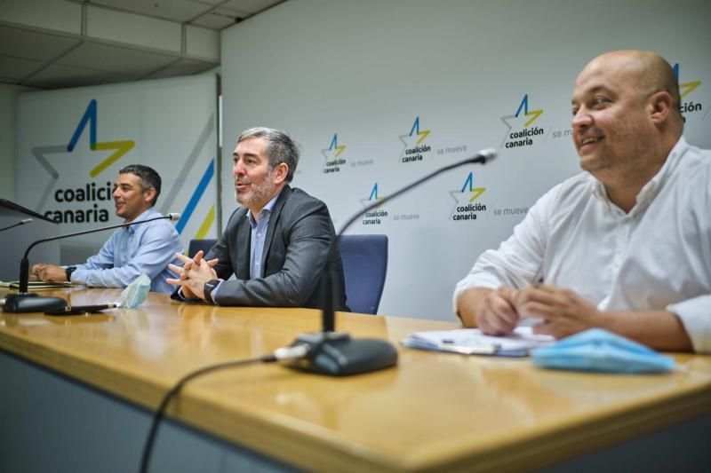 CC-PNC presenta un paquete de propuestas sanitarias para la recuperación turística de Canarias. Fernando Clavijo, Narvay Quintero y José Díaz Flores  | 01/06/2020 | Fotógrafo: Andrés Gutiérrez Taberne