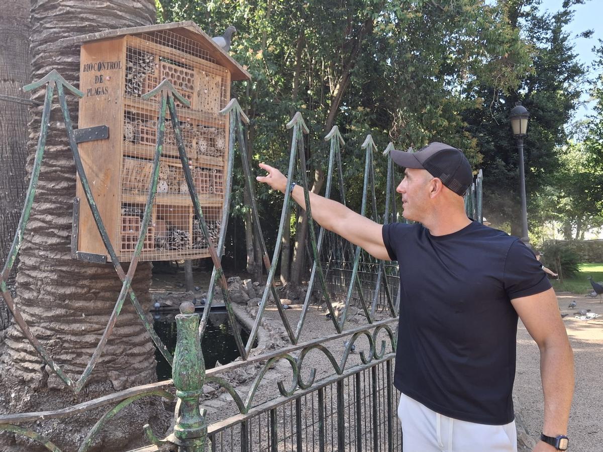 El denominado 'hotel de insectos' del parque de Castelar (Badajoz).