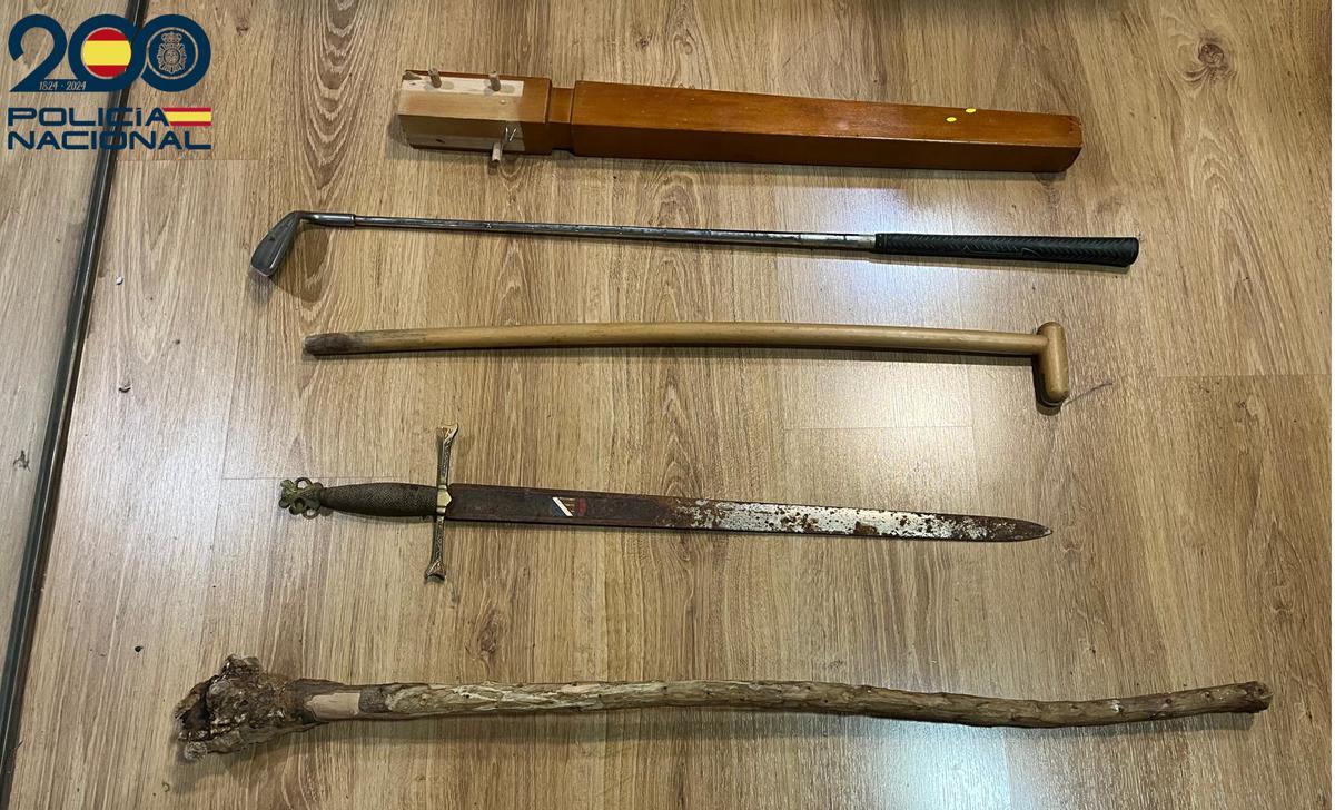 Armas intervenidas por la Policía en la reyerta en Son Gotleu.