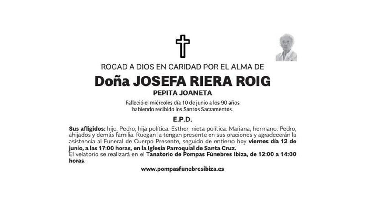 Esquela Josefa Riera Roig