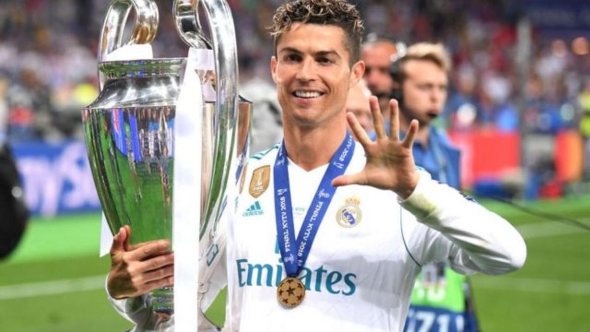 Cristiano Ronaldo tras ganar una Champions con el Real Madrid