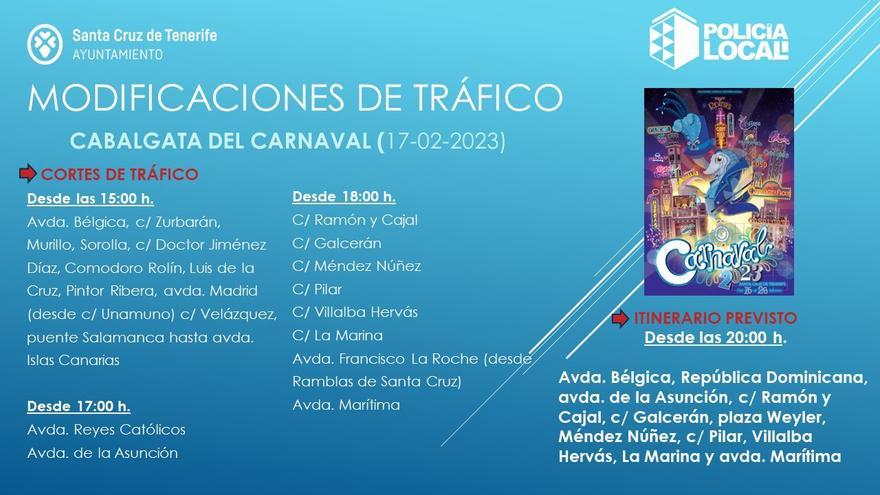 Calles cortadas al tráfico este viernes por el Carnaval de Santa Cruz