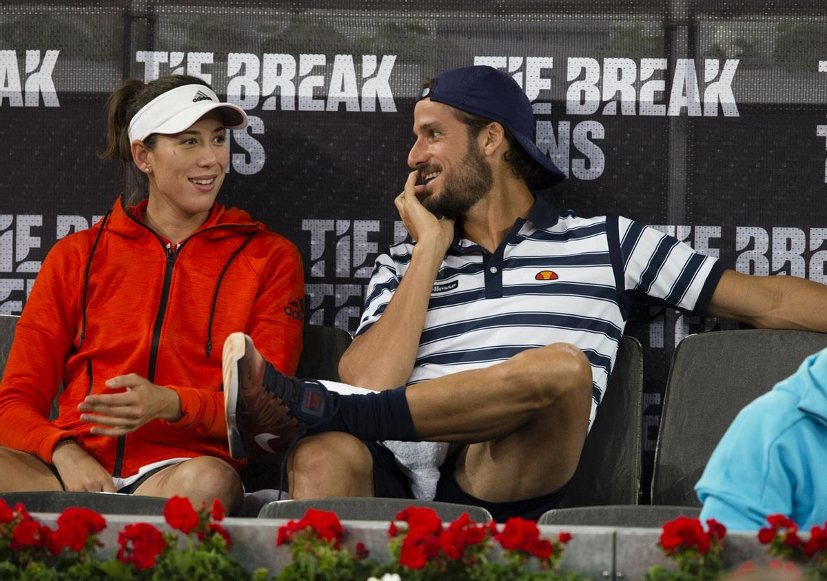 Garbiñe Muguruza y Feliciano López durante el Mutua Madrid Open 2017