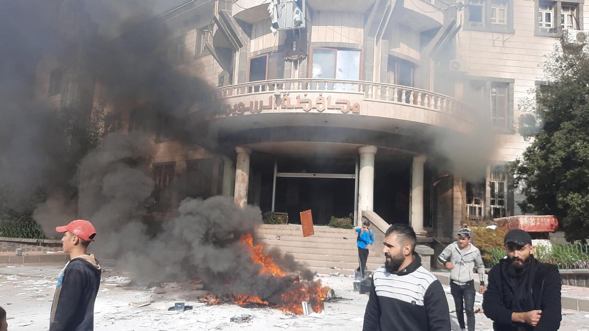 Protestas antigubernamentales en Al Sueida (Siria)